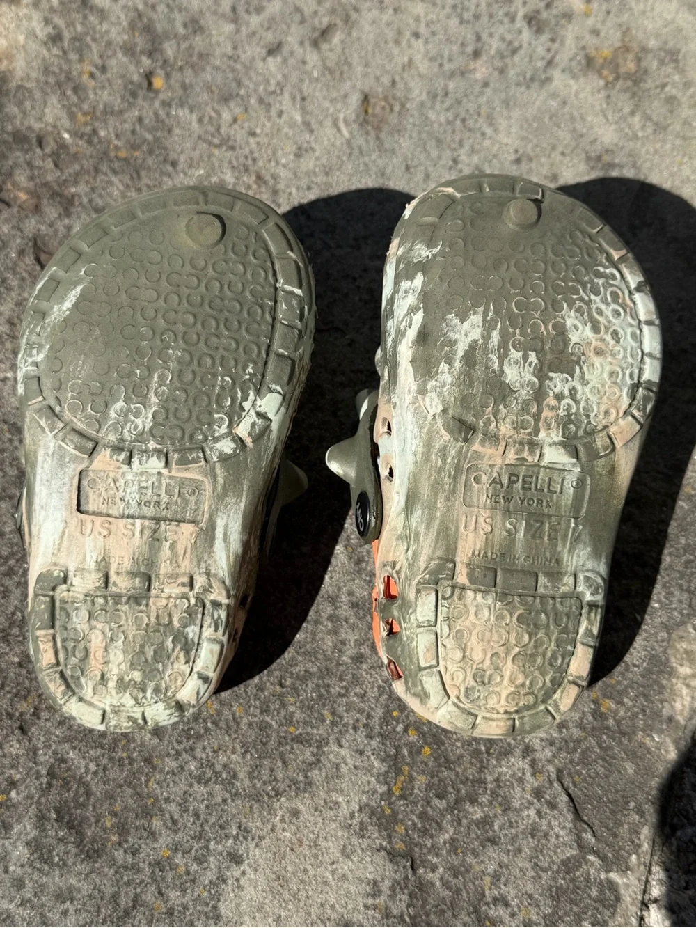 Capelli of New York Kids Dragon Clogs in Green Marble with Bright Orange Lining